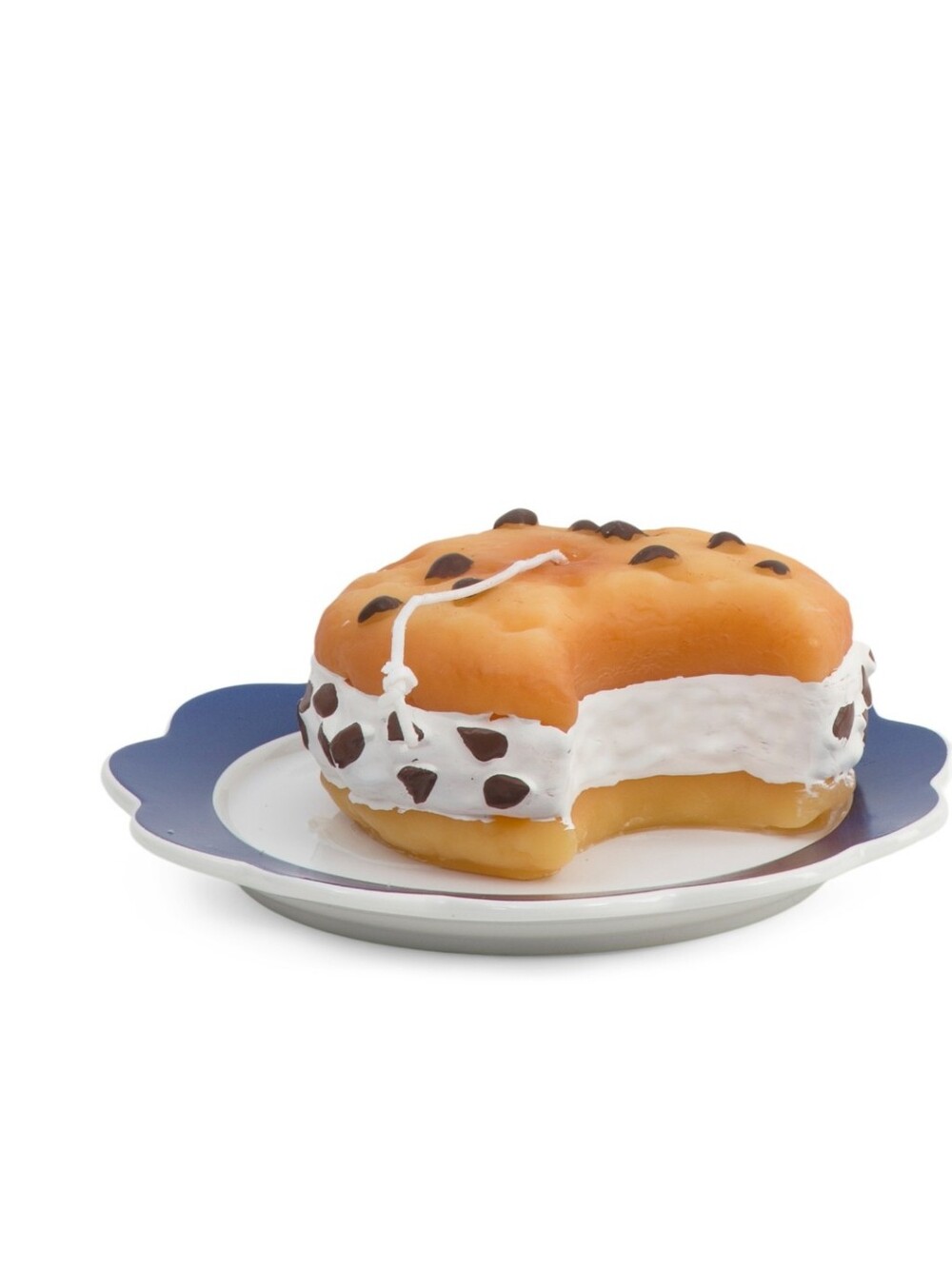 Chocolate Chip Ice Cream Cookie Sandwich Candle Scalloped Ceramic Plate